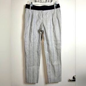 Reiss (Size 6) Black & Blue Striped Texture Pattern Ankle/Cropped Pants